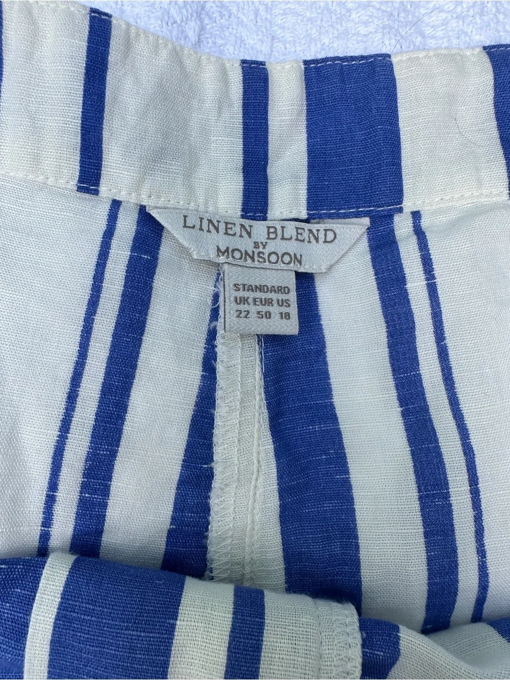 Blue and White Vertical Stripe Cropped Pants
